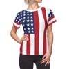 American Flag - Red White Blue - Stars and Stripes - Women's Cut & Sew Tee - T-Shirt