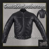 Black Pleated Racer Leather Jacket with Concealed Carry Pockets - SKU MJ828-DL