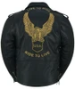 Leather Motorcycle Jacket - Men's - Embossed Live To Ride - Up To Size 8XL - Black - Freedom Rider - RC759-RC