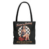 Biker Chick Tote Bag - Fueled by Fantasy - Always Open for a Quick Lube - Vintage Pinup - Adult Innuendo