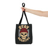 Biker Tote Bag - Stay Negative - Skull Wearing Beanie - Checkerboard
