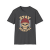 Stay Negative - Biker Tee - Angry Skull Wearing a Beanie - Unisex Softstyle T-Shirt