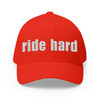 Ride Hard Embroidered Cap - Motorcycle Trucker Hat with Back Bike Icon