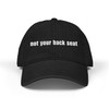 Embroidered Denim Hat - "not your back seat" - Motorcycle on Back - Blue or Black - Biker Cap
