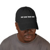 Embroidered Denim Hat - "not your back seat" - Motorcycle on Back - Blue or Black - Biker Cap