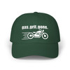 Dad Cap — 'gas.grit.gone.' - Embroidered Baseball Hat - Motorcycle in Motion - Biker - Color Choice