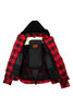 Motorcycle Flannel Shirt Jacket CE Armored Riding Shirt Aramid Reinforced Lining Quilted - Men's - Red Plaid - Up To Size 4XL - Hoodie - T-SHR11-H-DL