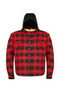 Motorcycle Flannel Shirt Jacket CE Armored Riding Shirt Aramid Reinforced Lining Quilted - Men's - Red Plaid - Up To Size 4XL - Hoodie - T-SHR11-H-DL