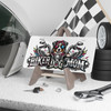 Vanity Plate - "Biker Dog Mom" Chrome Motorcycle - Australian Shepherd - License Plate