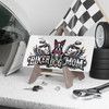 Vanity Plate - "Biker Dog Mom" Chrome Motorcycle - Boston Terrier - License Plate