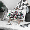 Vanity Plate - "Biker Dog Mom" Chrome Motorcycle - Poodle - License Plate