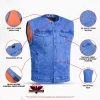 Blue Denim Motorcycle Vest - Men's - Up To 12XL - Storm Hold - RM981BU-RC