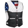 Leather Motorcycle Vest - Men's - Star-Dusted - Up To 6XL - USA Flag - Gun Pockets - PATRIOTS-PATH-RC
