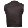 Leather Motorcycle Vest - Men's - Brown - Brex - Up To 6XL - Paisley Liner - Gun Pockets - RC117-RC