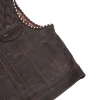 Leather Motorcycle Vest - Men's - Brown - Brex - Up To 6XL - Paisley Liner - Gun Pockets - RC117-RC