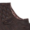 Leather Motorcycle Vest - Men's - Brown - Brex - Up To 6XL - Paisley Liner - Gun Pockets - RC117-RC