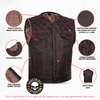 Leather Motorcycle Vest - Men's - Brown - Brex - Up To 6XL - Paisley Liner - Gun Pockets - RC117-RC