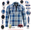 Flannel Motorcycle Shirt - Men's - Armored - Alpha Check - Gun Pockets - Up To Size 5XL - Blue White Maroon Plaid - RC4673-RC