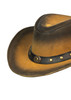 Cowboy Hat - Men's - Crackle Finish - Leather - Outback - Brass Concho - HAT27-DL