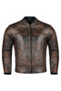 Leather Motorcycle Racer Jacket - Men's - Cool Diamond Pattern - Brown - T-MJ821-24N-DL