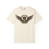 Garment-Dyed T-shirt - Comfort Colors 1717 - 'Live Hard Ride Free' - Skull with Wings - Choice of Colors.