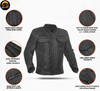 Leather Motorcycle Jacket - Men's - Up To 6XL - 8-Pocket System - Victor - RC787-RC