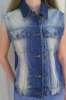 Women's Blue Denim Vest with Rub Off Front and Back - AL2991-AL