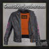 Leather Jacket - Women's - Racer - Studs and Hot Pink Sleeve Design - LJ7018-HOTPINK-11-DL