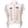 Leather Vest - Women's - White Wedding Style - Beaded - Boned - LV426-DL