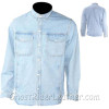 Denim Shirt - Men's - Light Blue - Snap Pockets - MJ777-DENIM-DL