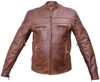 Leather Motorcycle Jacket - Men's - Cafe Brown - Racer - AL2077-AL