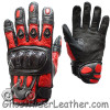 Leather Gloves - Men's - Red - White - Blue - Black - Knuckle Protector -GLZ36-DL