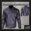 Men's Leather Shirt with Snap Closure - MJ777-SS-DL