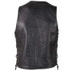 Leather Motorcycle Vest - Men's - Zipper Front - Ten Pockets - Side Laces - MV310-ZIP-SS-DL