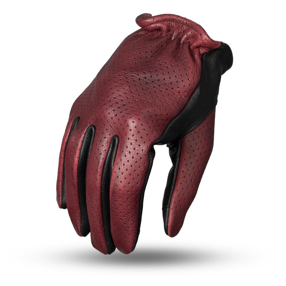 Perforated Roper Men's Leather Motorcycle Gloves With Tech Touch