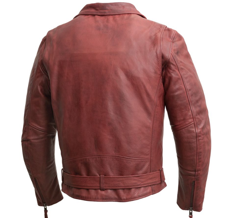 Leather Motorcycle Jacket Men's Armor Pockets Oxblood Fillmore