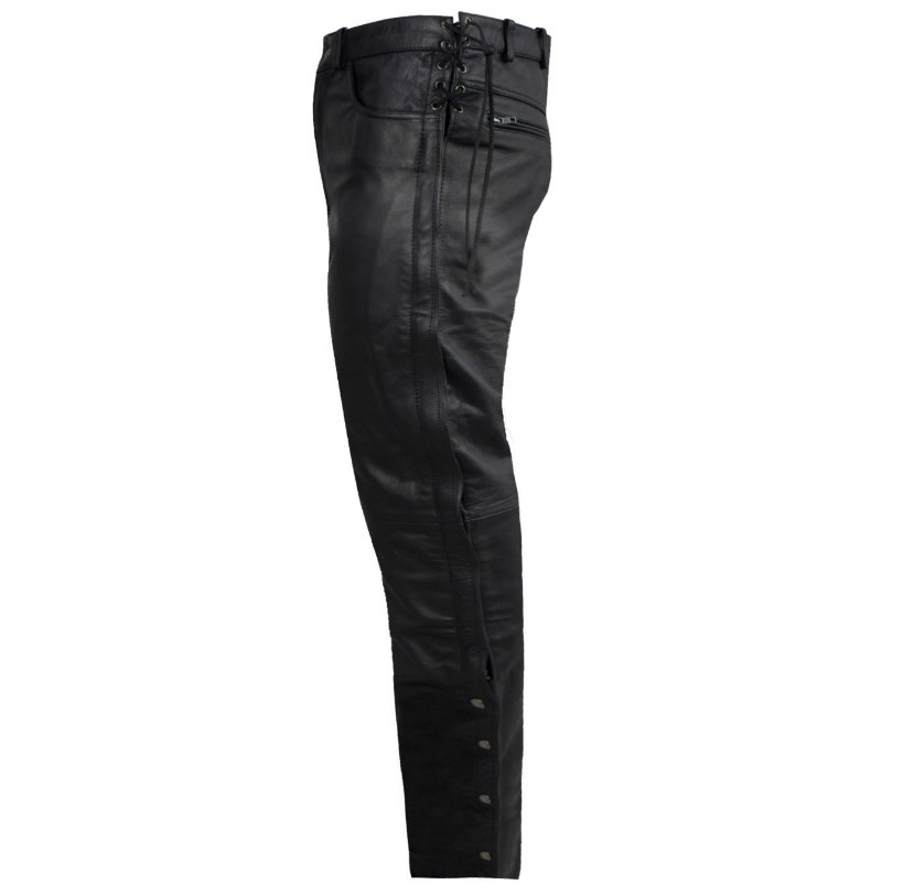 Leather Chap Pants Men's Zipper Pockets Motorcycle C100111DL
