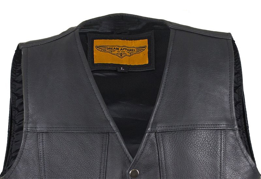Daniel Smart Men's Cowhide Leather Motorcycle Vest – Side Lace Design With Concealed Armory Pockets