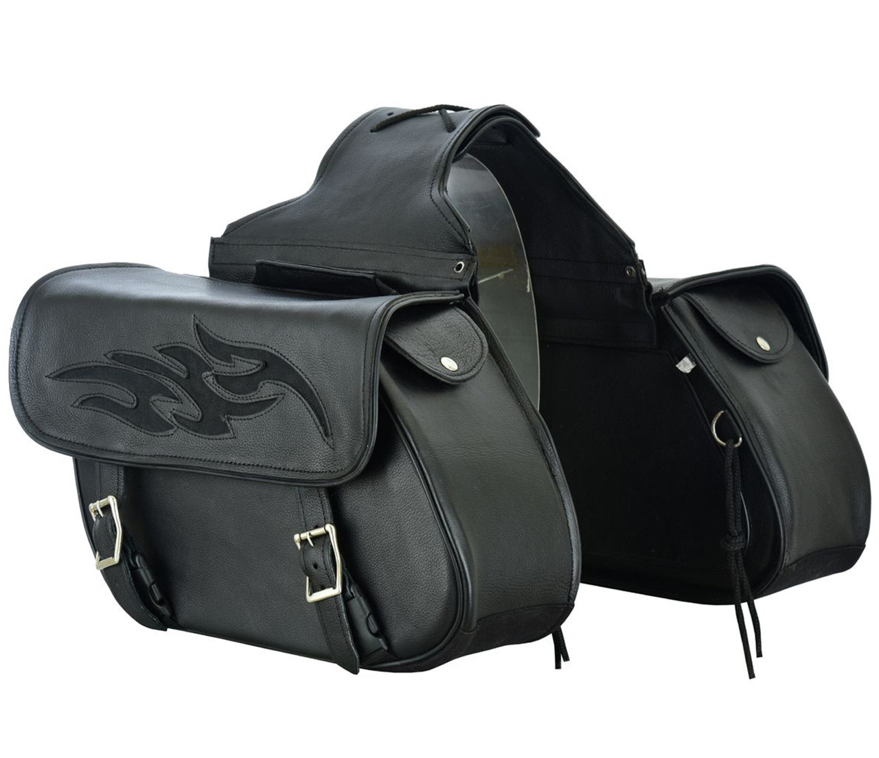 Saddlebags Leather Flame Gun Holster Motorcycle SDFLAME