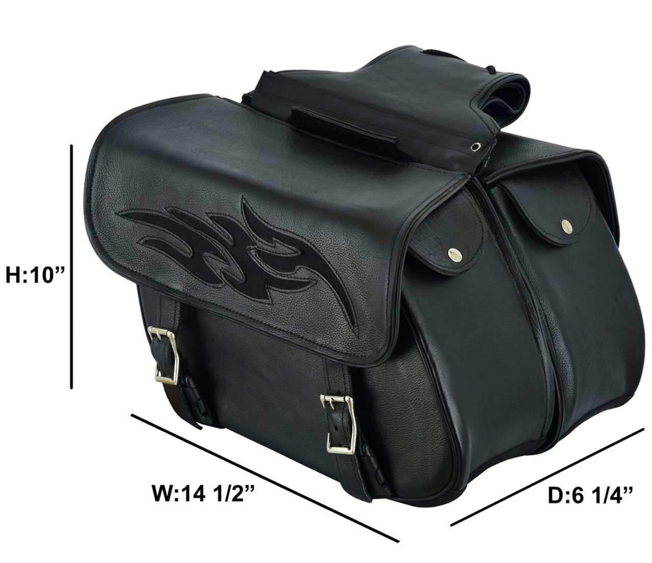 Saddlebags Leather Flame Gun Holster Motorcycle SDFLAME