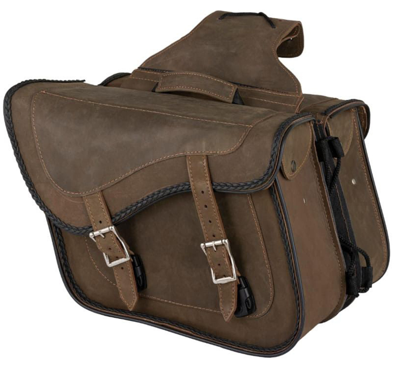 Saddlebags Leather Vintage Brown Motorcycle Luggage SD4065NS