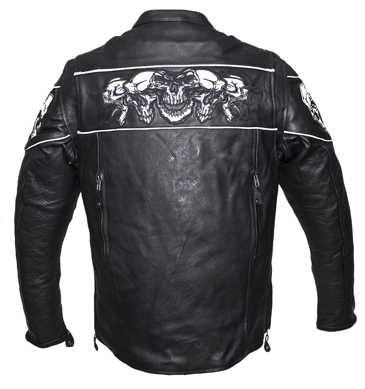 Racer Leather Jacket with Reflective Skulls and Concealed Carry Pocket -  SKU MJ825-11-DL