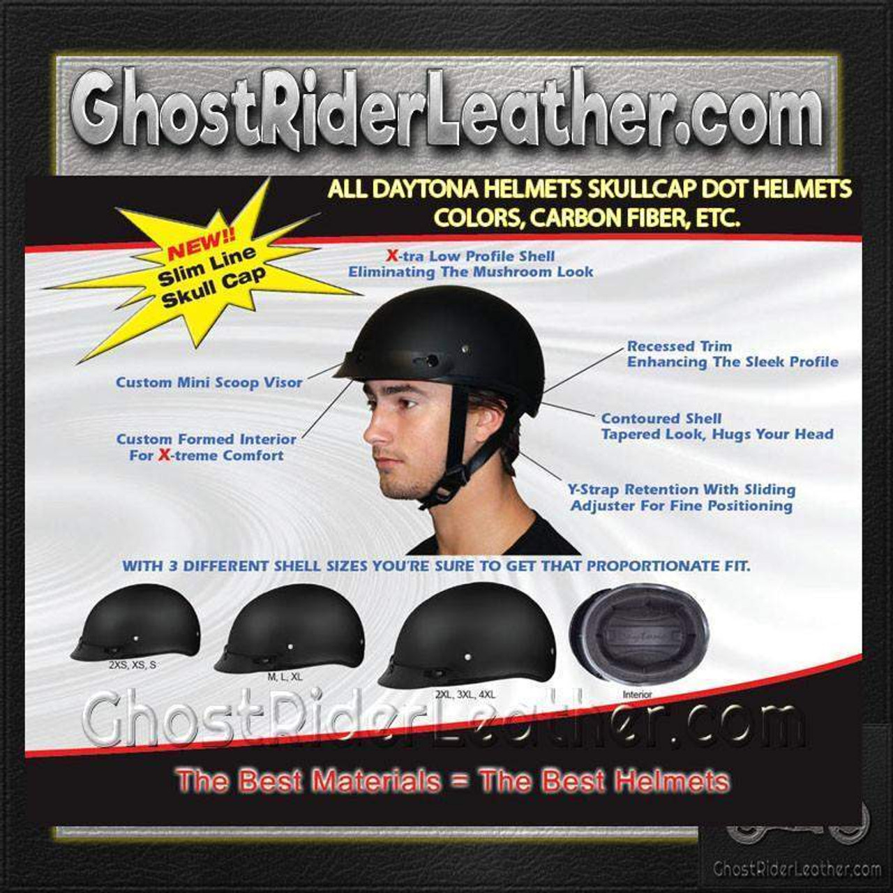 DOT Daytona Skull Cap Motorcycle Helmet 
