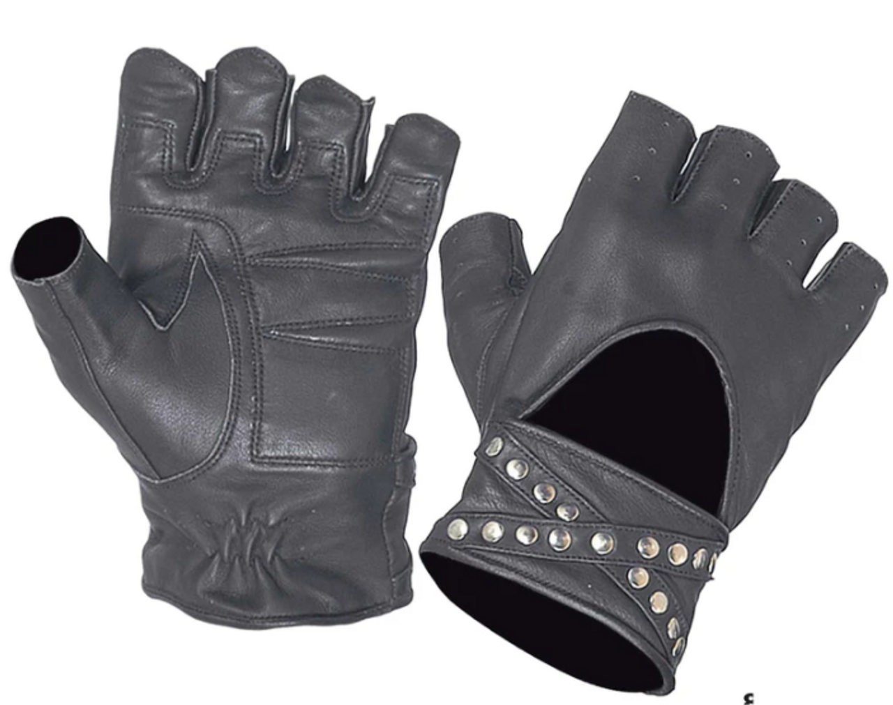 Women's black leather fingerless gloves