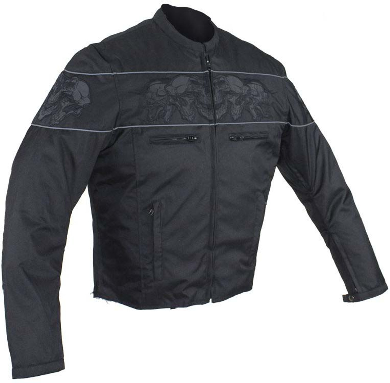 Textile Motorcycle Jacket - Reflective Skulls - Up To 64 - Concealed Carry  Pockets - MJ825-CC-DL