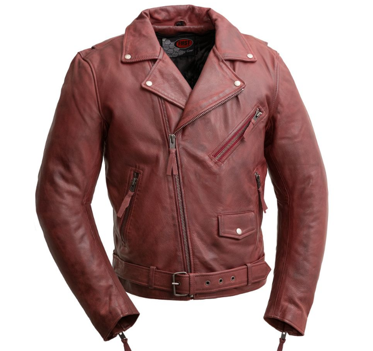 oxblood biker jacket