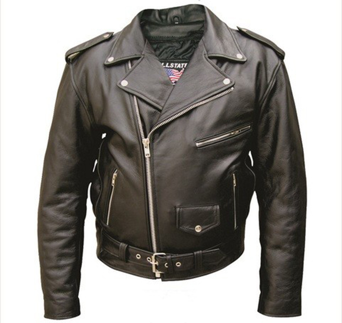Leather Motorcycle Jacket - Men's - Tall - Up To Size 66 - Biker
