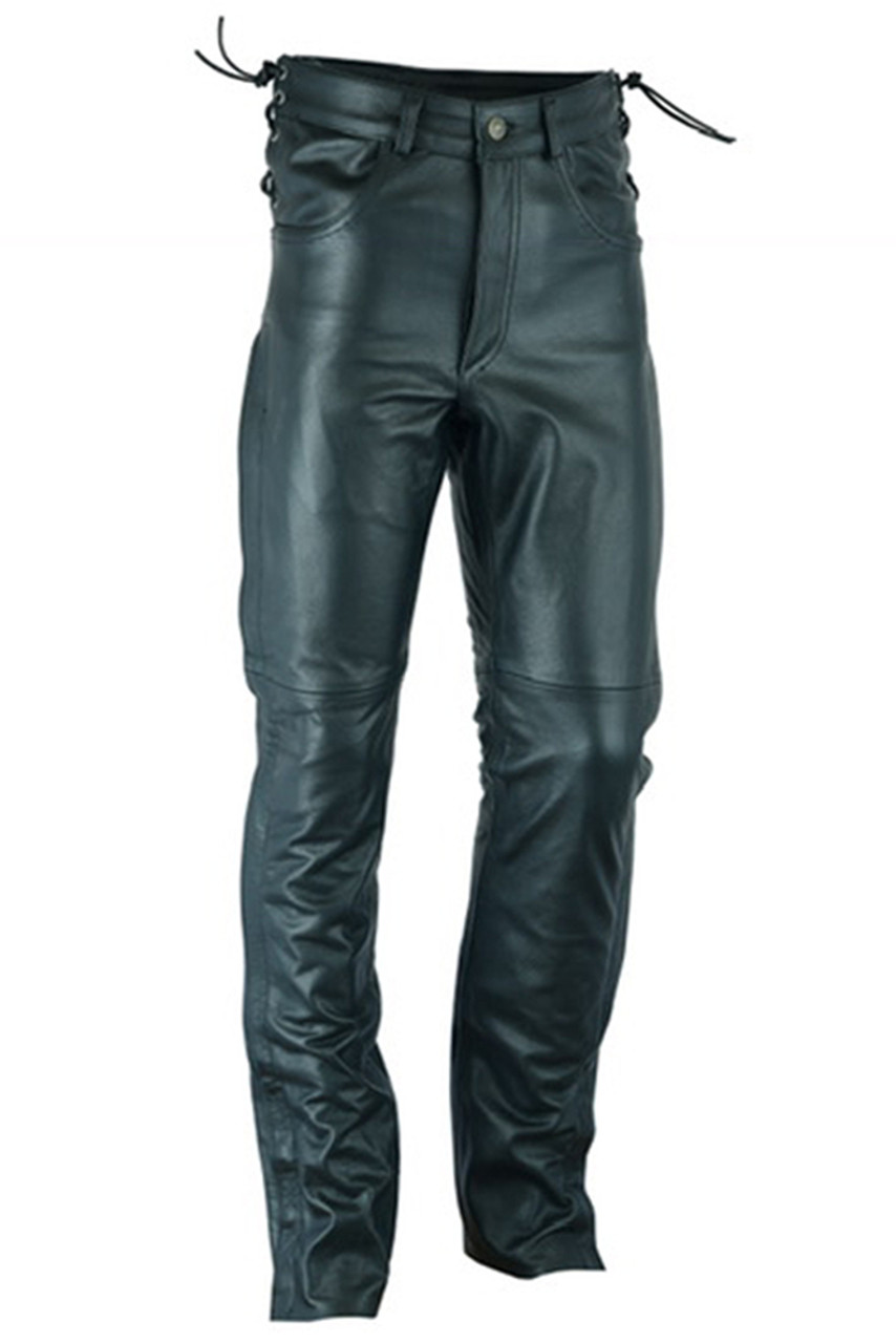 パンツ Lee riders black leather straight pants LEE / cowhide leather pants Straight silhouette Black W32