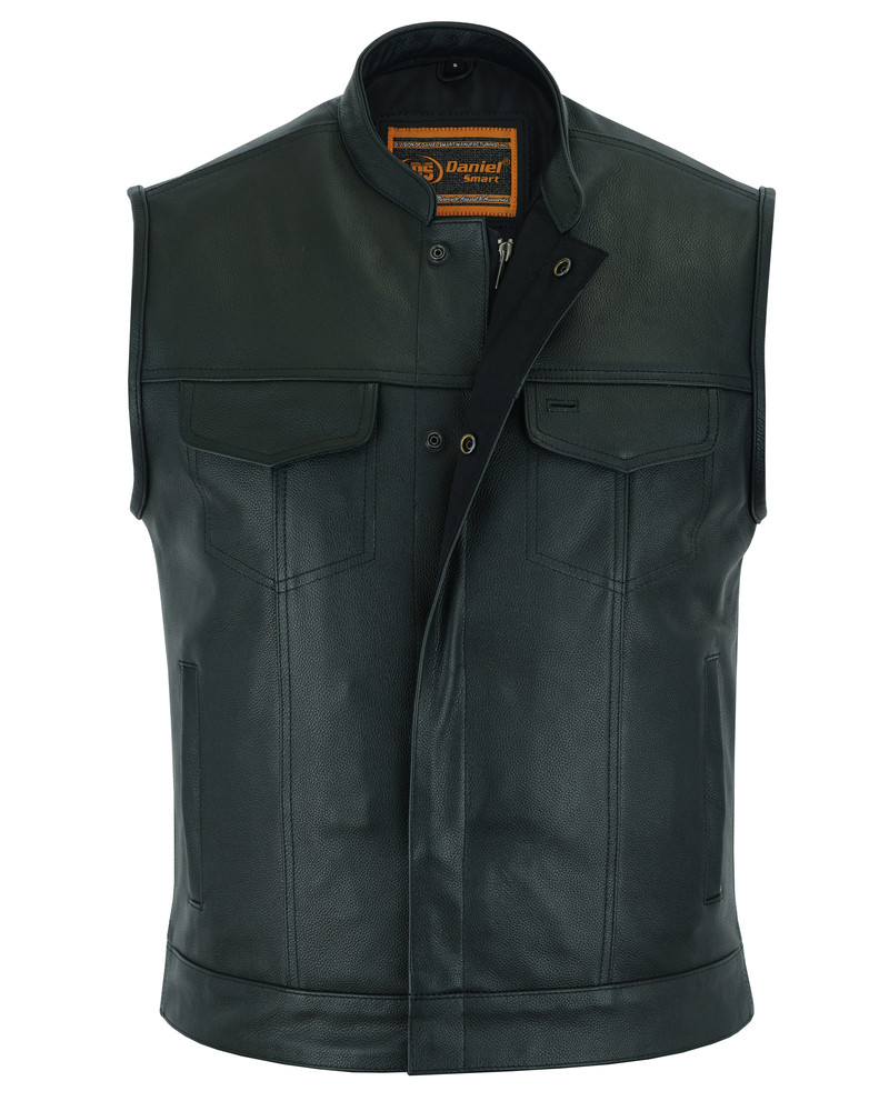 Leather Motorcycle Vest - Men's - Gun 