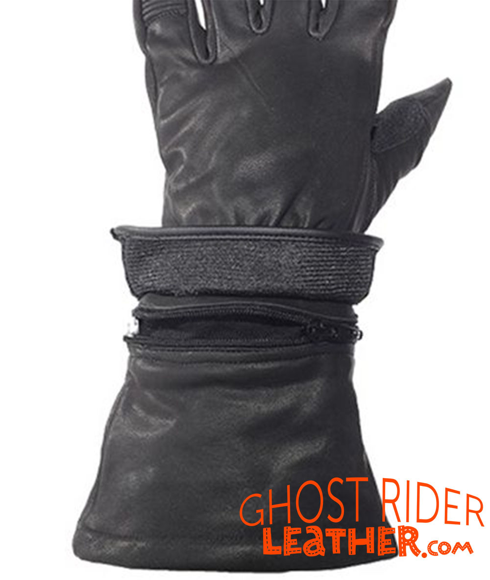 Leather Gloves - Men's - Air Vents - Knuckle Protector - Black